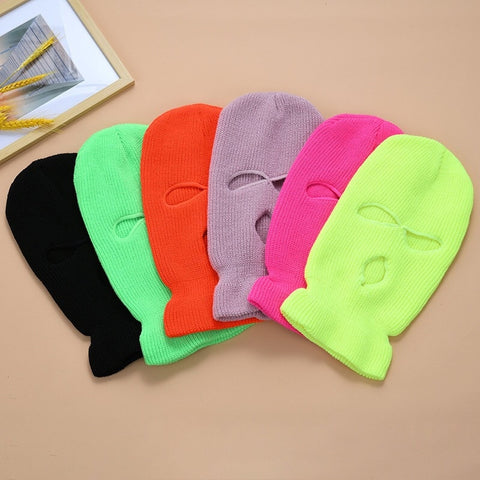 Ski Mask Knitted Face Cover Winter Balaclava Full Face Mask for Winter Outdoor Sports CS Winter Three 3 Hole Balaclava Knit Hat
